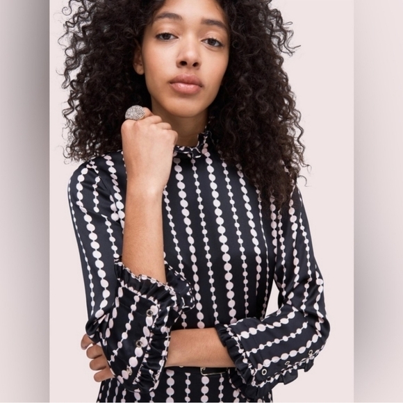 New KATE SPADE Pearl Drops Womens Silk Pattern Midi Dress - Picture 3 of 14